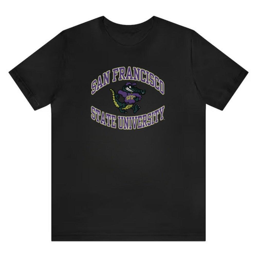 Black Crewneck Sporty Tee, San Francisco State University Shirt